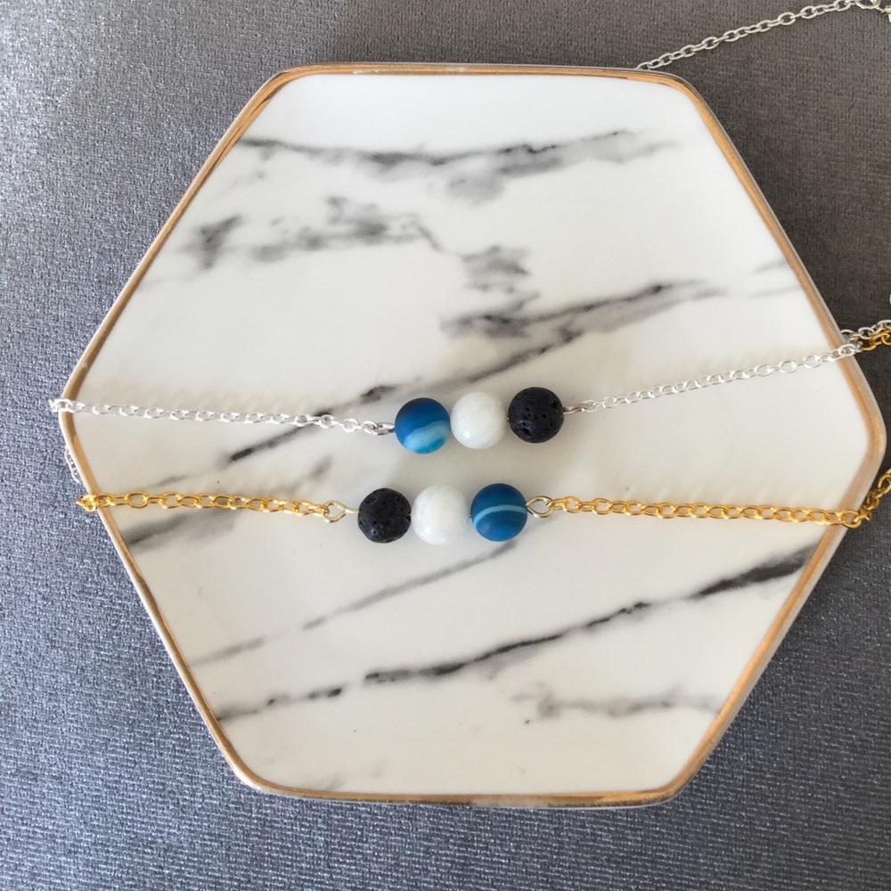 Lava Rock Necklace w/Crystal